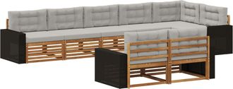 vidaXL Conjunto De Sof&aacute;s De Exterior 8 Uds. Natural Y Gris Claro Vidaxl