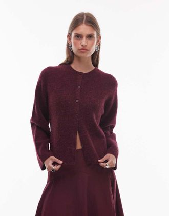 & Other Stories Cardigan in misto lana e mohair bordeaux-Rosso