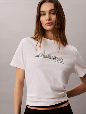 Calvin Klein Jeans Calvin Klein Womens New York Cityscape Classic Graphic Tee - Open White - XL