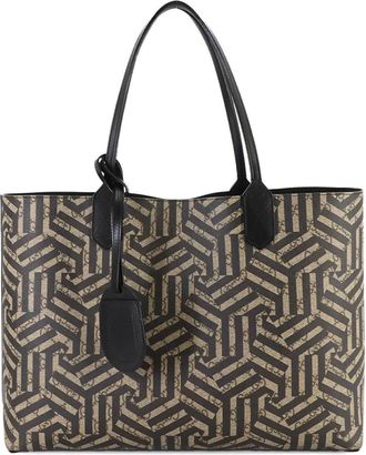 Gucci Beige Black Gg Supreme Leather Tote Bag (Pre-Owned)