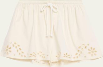 Ulla Johnson Vedi Embroidered Drawstring Shorts