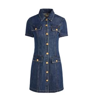 Alice & Olivia Jamie Jurk - Dames - Shirt Kleedjes - Blauw - S - Katoen - Kleedjes