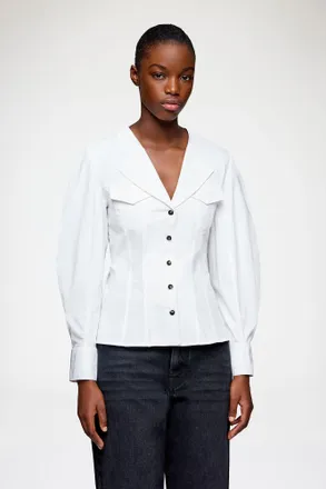 Ganni White Shirt in Cotton - Size 32 Organic