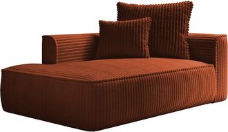 Vente-Unique Chaise longue izquierda de pana gruesa terracota PINETA