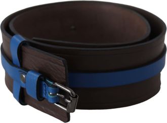 Costume National Thin blue Line Leather Buckle Womens Belt