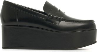 Comme Des Gar&ccedil;ons platform leather penny loafers - women - Leather/Leather/Rubber - 9 - Black