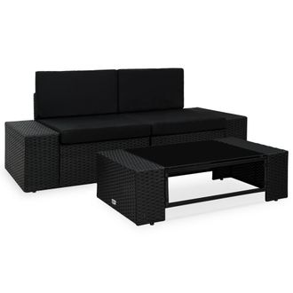 vidaXL Vidaxl - Juego De Muebles De Jard&iacute;n 3 Piezas Rat&aacute;n Sint&eacute;tico Negro