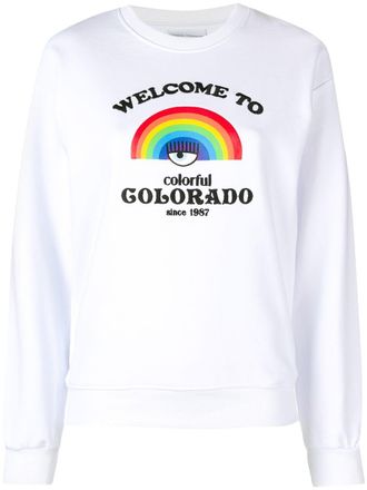 Chiara Ferragni Rainbow print sweater - women - Cotton - S - White