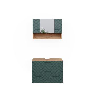 Vicco Conjunto De Muebles De Ba&ntilde;o Irma, Verde, 2 Partes, Unidad Base 80 Cm