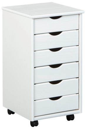 MID.YOU Mid.you Rollcontainer, Wei&szlig;, Holz, Kiefer, massiv, 6 Schublade(n) Schubladen, 35x65x40 cm, B&uuml;rom&ouml;bel, Schreibtischcontainer, Rollcontainer