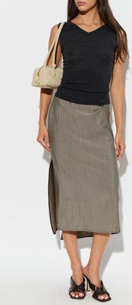 Victoria Beckham Wool Top With V-neck, Womens, Grey