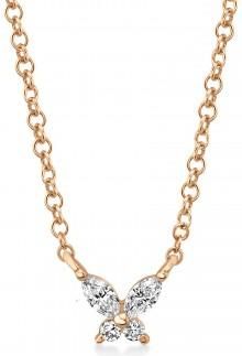 Allurez Diamond Butterfly Pendant Necklace 14k Rose Gold (0.10ct)
