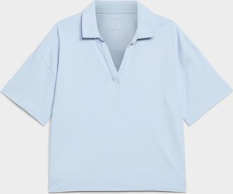 Contemporaine Womens Pima cotton Johnny collar boxy T-shirt