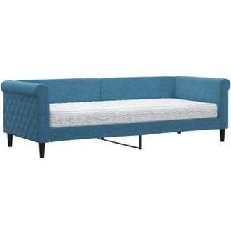 vidaXL Vidaxl - Sof&aacute; Cama Con Colch&oacute;n Terciopelo Azul 80x200 Cm