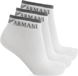 Emporio Armani Socks, female, White, Size: ONE SIZE Three-pack of socks with logo