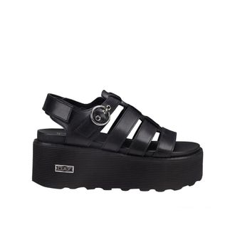 Cult Wedges, female, Black, Size: 10 US Black Nancy Sandals Platform Cut-Out