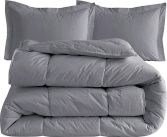 Elegant Comfort 3 Pc 100% Cotton Down Alternative Comforter Set With Shams - Premium Hotel Quality