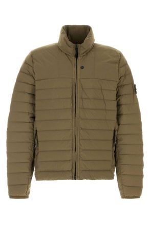 Stone Island Green Quilted Mock Collar Jacket