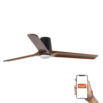 Netlighting Heywood Tub 132cm Smart LED Ceiling Fan Black Walnut Blades