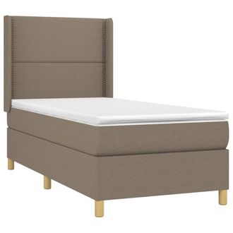vidaXL Vidaxl - Cama Box Spring Colch&oacute;n Y Luces Led Tela Gris Taupe 90x190 Cm