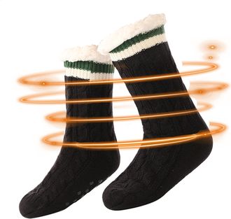 Generic Cashmere Slipper House Socks Women Slippers | Ladies Soft Socks Fuzzy Winter Home Socks | Stylish Indoor Floor Socks, Non-Slip Slippers, Cal, Black, 5