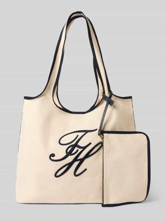 Tommy Hilfiger Strandtasche aus Baumwoll-Leinen-Mix in Offwhite, Gr&ouml;&szlig;e 1