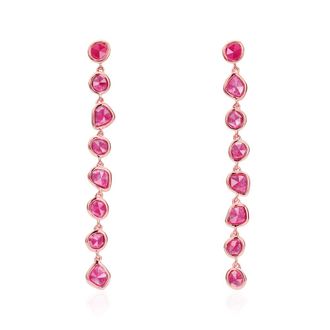 Monica Vinader Rose Gold Siren Mini Nugget Cocktail Earrings Pink Quartz