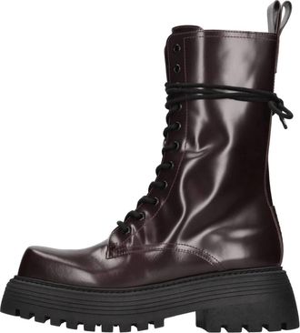 3Juin Laarzen Bordeaux - Dames - Veterlaarzen - Rood - 40 EU - Schoenen