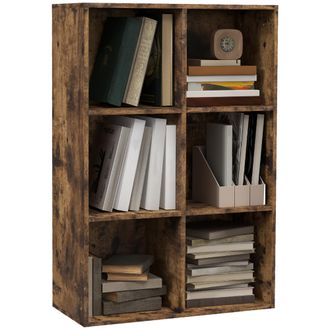 OEM Librer&iacute;a De 3 Niveles Estanter&iacute;a Para Libros Con 6 Cubos De Almacenaje Para Estudio 65,5x30x97,5 Cm Marr&oacute;n R&uacute;stico