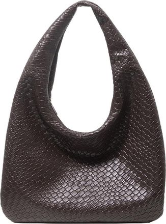 Generic Woven Leather Shoulder Bag, Womens Handbag, Large Capacity Tote, Crescent, Daily Commuter(Coffee2)