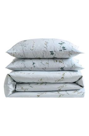 Calvin Klein Wildflower 300 Thread Count Cotton Comforter & Shams Set in Dusty Blue at Nordstrom, Size Full/queen