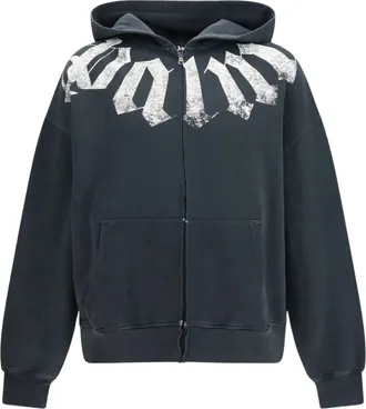 Palm Angels Relaxed Fit Zip-Up Cotton Hoodie