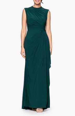 Betsy & Adam Ruched Sleeveless Gown in Forest at Nordstrom, Size 14