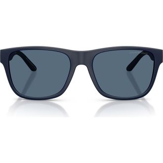 Emporio Armani 56mm Square Sunglasses in Matte Blue /Dark Blue at Nordstrom