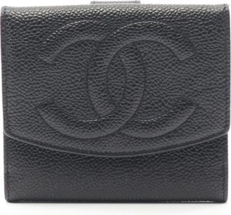 Chanel Black Leather Wallet (Bi-Fold) (Pre-Owned)