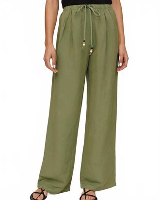 Bella Dahl Beaded Drawstring Beach Pant In Olive Leaf