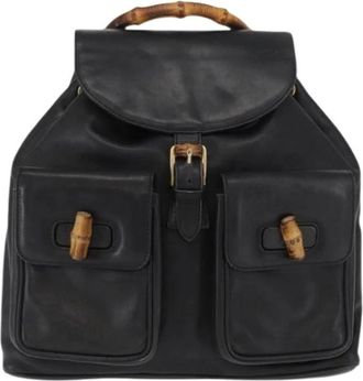 Gucci Pre-owned Backpacks, female, Black, Size: ONE SIZE Pre-owned Leather Backpack