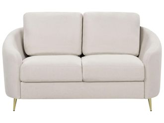 Beliani Divano 2 Posti In Tessuto Beige Chiaro Con Piedi Dorati Curve Morbide Trosa
