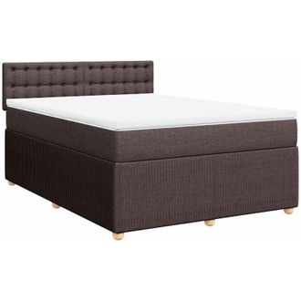 vidaXL Vidaxl - Cama Box Spring Con Colch&oacute;n Tela Marr&oacute;n Oscuro 140x190 Cm