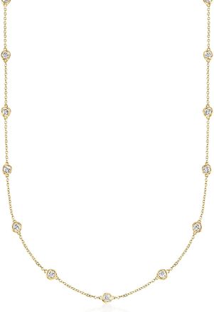 Ross-Simons Bezel-Set Diamond Station Necklace in 14kt Yellow Gold