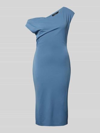 Lauren Ralph Lauren Knielanges One-Shoulder-Kleid in unifarbenem Design in Hellblau, Gr&ouml;&szlig;e 42