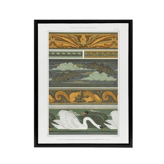 Artery8 Birds Bats Squirrels Swans Framed Canvas Wall Art Print Verneuil in Green | Size: W24 x H32