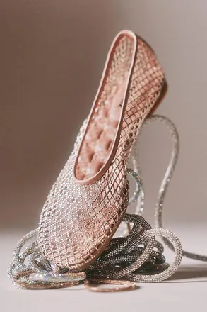 Lola Cruz Sequin Mesh Ballet Flats