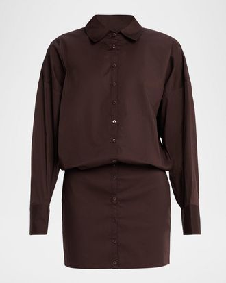Staud Cynthia Stretch-Cotton Mini Shirtdress