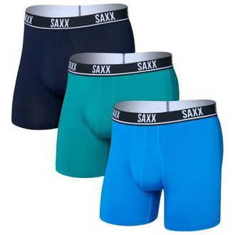 Saxx Essential Performance Mesh Boxer Brief Fly 3-Pack Alltagsunterw&auml;sche f&uuml;r Herren | blau