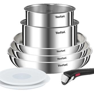 T-fal Ingenio Emotion, Bater&iacute;a De Cocina De 8 Piezas L8968s04 Acero Inoxidable Sin Recubrimiento