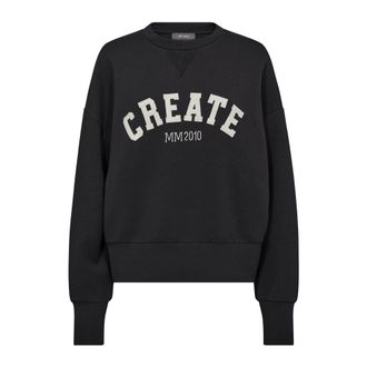 Mos Mosh Coole Sweatshirt met Retro College Vibes - Dames - Sweatshirts - Zwart - S - Polyester - Hoodies & sweatvesten