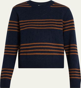 Kule SKN Striped Pointelle Cashmere Sweater