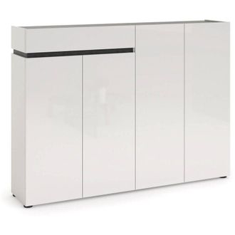 Dmora Scarpiera Speranza, Mobile Portascarpe un Cassetto, 10 Ripiani Made in Italy, 34x160x115h cm Bianco Lucido