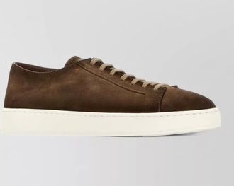 Santoni damps low profile suede sneakers rubber sole